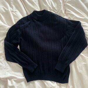 Brandy Melville Navy Ribbed Turtleneck Sweater